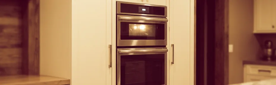 Double wall oven built into kitchen cabinets